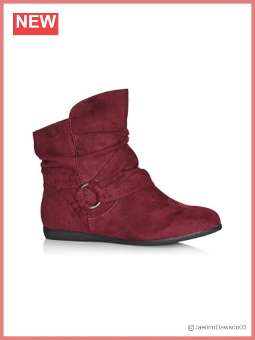 Wide Fit Ankle Boot Faux Suede Round Toe Slip-On Bootie